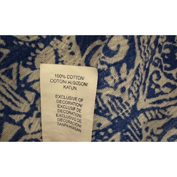 Lucky Brand Peasant Embroidered Bohemian Blue White Relaxed Blouse 3/4 Sleeve 2X - Picture 10 of 11